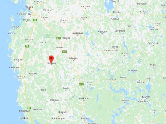 Mapa ukazující polohu Kauhajoki v Jižní Ostrobothnii, Zdroj: Mapy Google