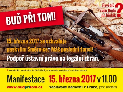 Demonstrace proti odzbrojení směrnicí EU